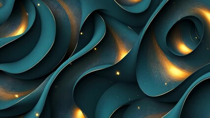Poster - Intricate waves of teal and gold create a mesmerizing visual experience for modern design enthusiasts and artists. Generative AI