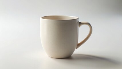 Poster - A Simple Off-White Ceramic Mug on a White Background, Perfect for Mockups and Design Projects