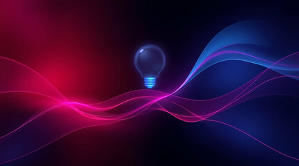 Poster - Illuminated idea bulb with flowing energy lines and abstract backdrop