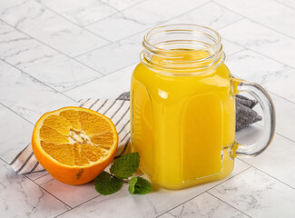 Wall Mural - Fresh Orange juice with fruit