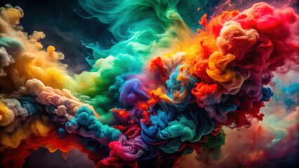 Leinwandbilder - Abstract Swirling Vibrant Hues of Color Exploding in a Kaleidoscopic Cloud of Paint