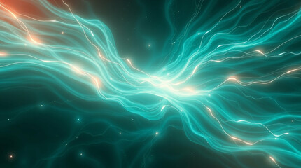 Poster - Luminous Teal Currents, An Abstract Display of Energy and Brilliance