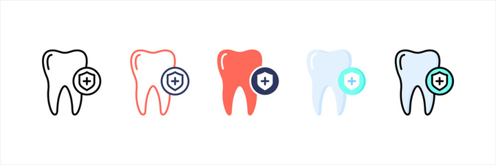 Canvas Print - Dental Protection Multistyle Icon Set