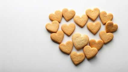 Poster - Heart-shaped cookies arranged in a loving heart form on a white background