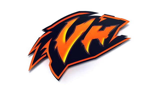 Sports logo with neon orange and black highlights in a dynamic sharp design on white