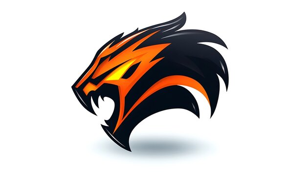 Sports logo with neon orange and black highlights in a dynamic sharp design on white
