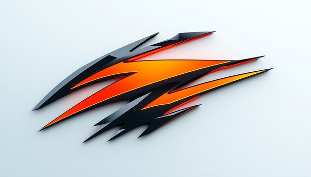 Sports logo with neon orange and black highlights in a dynamic sharp design on white