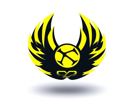 Sports logo with neon yellow and black gradients in a sharp bold design on white