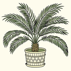 Wall Mural - Palm tree plant in pot vector illustration