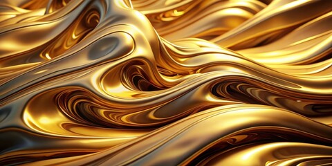Poster - Abstract Golden Liquid Swirls A Luxurious Texture Background Image for Design Projects