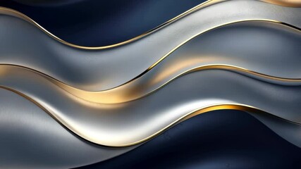 Poster - Flowing elegance captured in captivating curves amid a rich backdrop of deep navy and shimmering gold tones. Generative AI