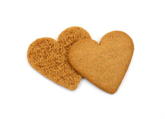 Wall Mural - Gingerbread cookies in the form of heart, isolated on a white background. Souvenir for Valentine's Day.