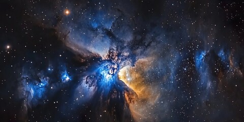 Wall Mural - blue nebula starfield: infinite cosmic beauty