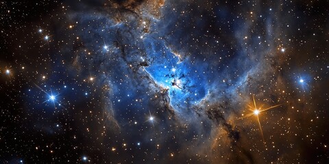Wall Mural - blue nebula starfield