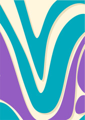 Poster - Abstract Floral background with curved shapes, purple, turquoise. Abstract wave background