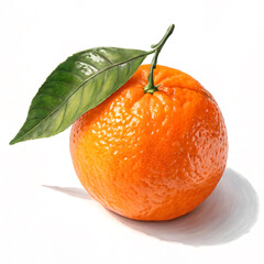 Sticker - tangerine with leaves