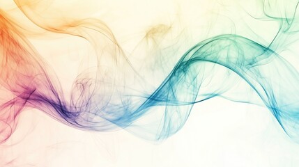 Fototapete - Vibrant and colorful abstract smoke - like patterns in shades of pink, orange, blue, and green on a light background, perfect for artistic and wallpaper designs.