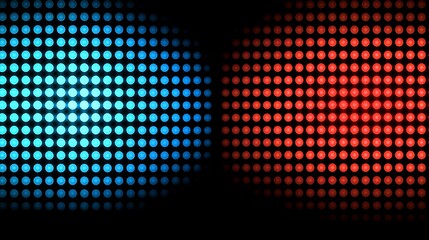 Poster - Blue and red LED light display, dark background, digital art, website banner