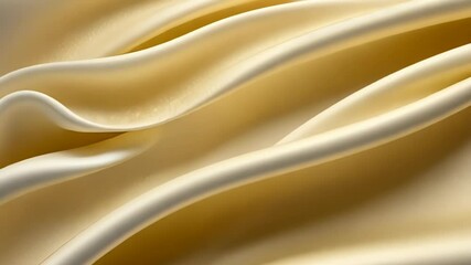 Poster - Flowing silk waves create enchanting patterns and textures in a golden palette illuminated by soft light. Generative AI