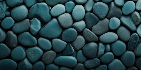 Poster - Smooth blue pebbles background texture for design and decoration purposes