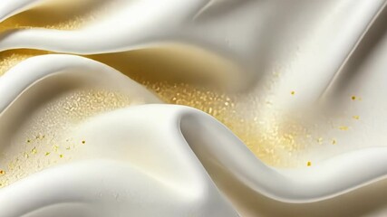 Poster - Elegant white fabric flows gently with sparkling golden accents bringing warmth and beauty to any setting. Generative AI