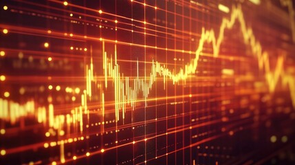 Poster - A detailed close-up of a gold price chart on a digital screen, with fluctuating lines and candlestick patterns, highlighting the dynamic nature of the gold market.