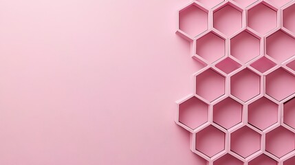Poster - Pink honeycomb pattern backdrop, copy space, design element