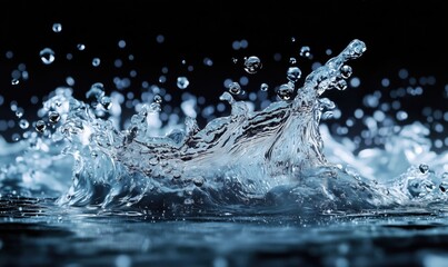 Poster - Dynamic water splash with droplets creating a mesmerizing visual effect