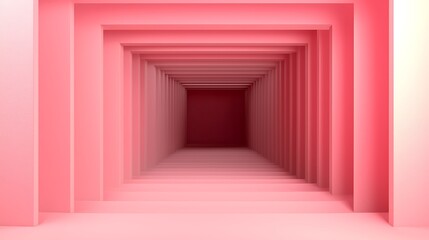 Canvas Print - Pink receding square tunnel, digital art, background, product display