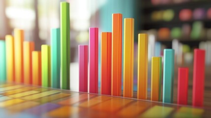 Fototapete - A multi-colored D bar graph depicting quarterly sales figures, with each bar labeled clearly, showcasing the performance of various product lines.