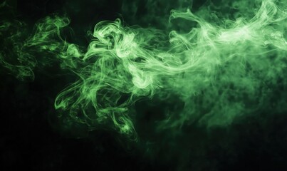 Poster - green smoke swirling in dark background creating an ethereal and mysterious atmosphere