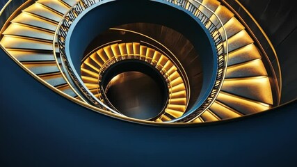 Poster - Captivating spiral staircase illuminated by warm lights creates a sense of elegance in modern architecture. Generative AI