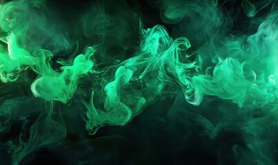Poster - green smoke abstract background with swirling patterns and ethereal textures