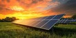 © Vergiliy - solar panels in field during sunset with vibrant sky and clouds