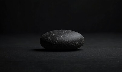 Poster - Smooth black stone with speckled texture on dark background for minimalist design