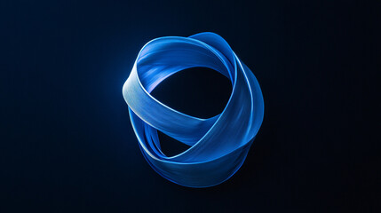 Poster - abstract blue ribbon design with smooth curves on a dark background