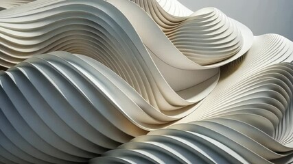 Poster - Artistic waves of paper create stunning patterns in a modern gallery setting. Generative AI