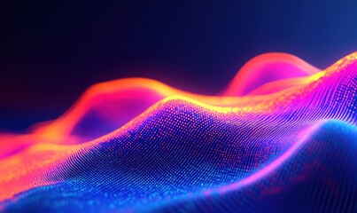 Poster - colorful abstract wave patterns with glowing lights and digital textures