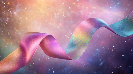 Poster - colorful ribbon floating gracefully in a dreamy cosmic background