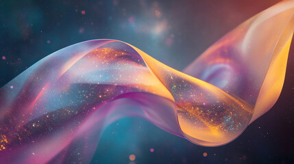 Poster - Colorful abstract fabric flowing gracefully in a celestial background