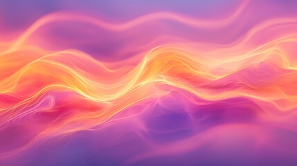 Poster - Abstract pink-orange waves flow; digital art background for design