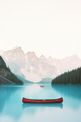 Naklejka na meble Serene Mountain Lake with Canoe