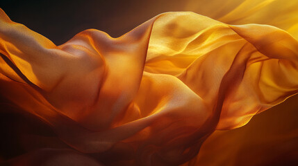 Poster - Flowing fabric creates an enchanting golden display in soft lighting conditions