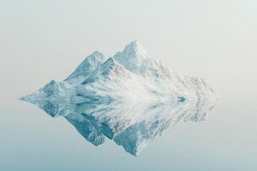 Canvas Print - A serene, snow-capped mountain peak reflects in calm waters, creating a tranquil, minimalist landscape.