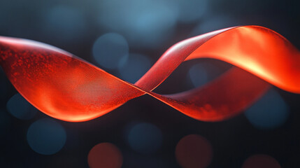 Poster - flowing red ribbon dances in soft light creating a mesmerizing visual effect