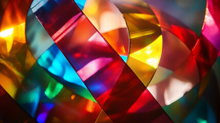 Poster - Colorful ribbons overlapping in bright light create a vibrant abstract display