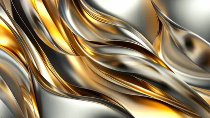 Poster - Flowing patterns of gold and silver create mesmerizing abstract art in a modern design. Generative AI