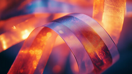 Poster - Colorful light reflections on transparent film strips create a mesmerizing visual display