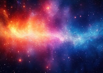 vibrant nebula in the cosmic galaxy swirling colors of blue purple and orange with ethereal lighting