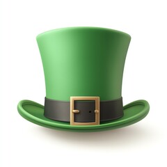 Wall Mural - Traditional St Patrick's Day hat icon, styled with a classic green top hat and buckle